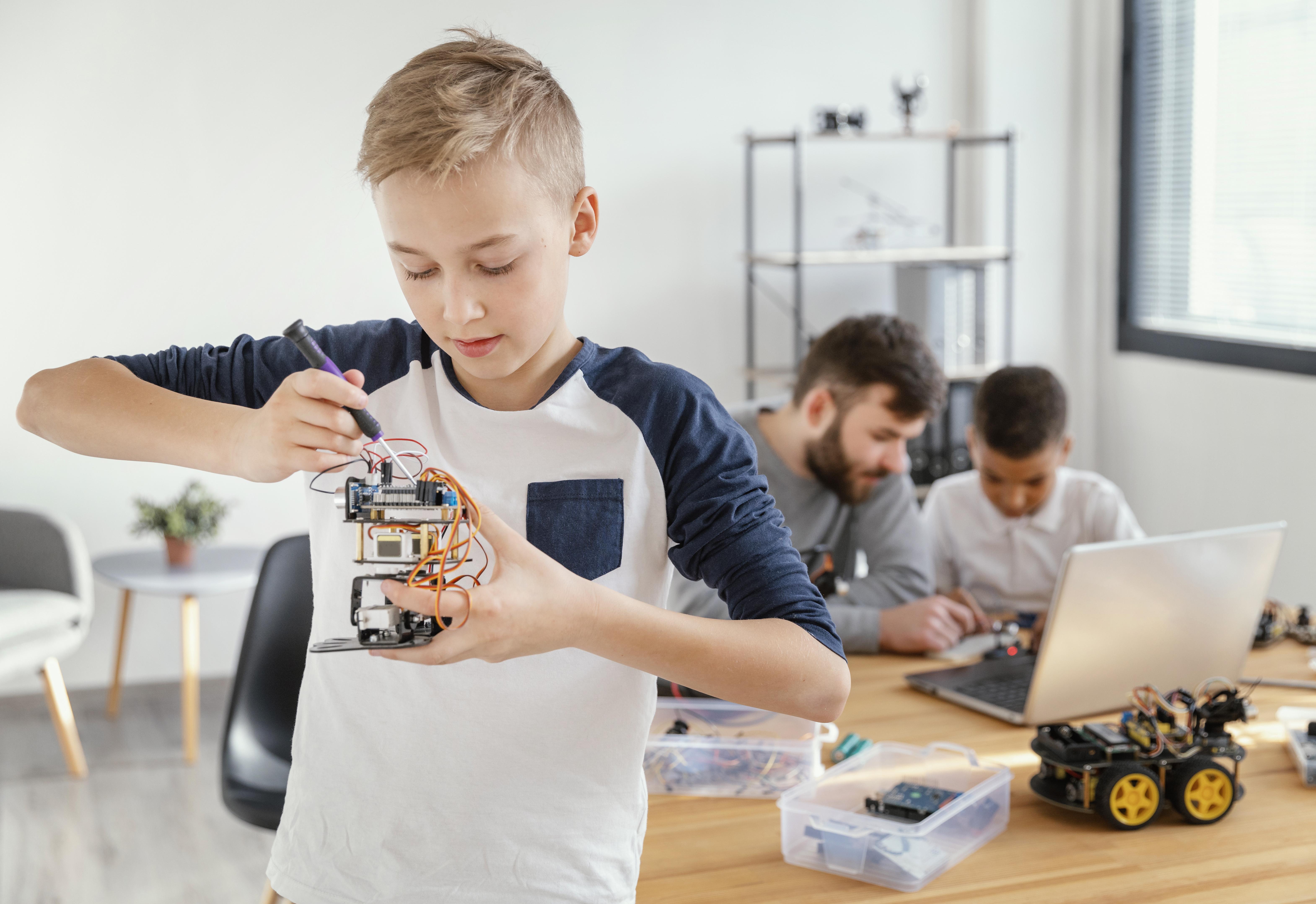 Kid with robot