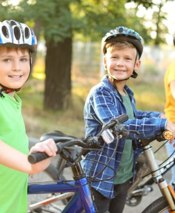 Kids riding bicycles