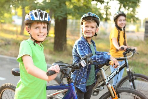 Kids riding bicycles