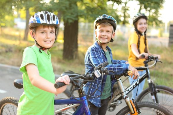 Kids riding bicycles